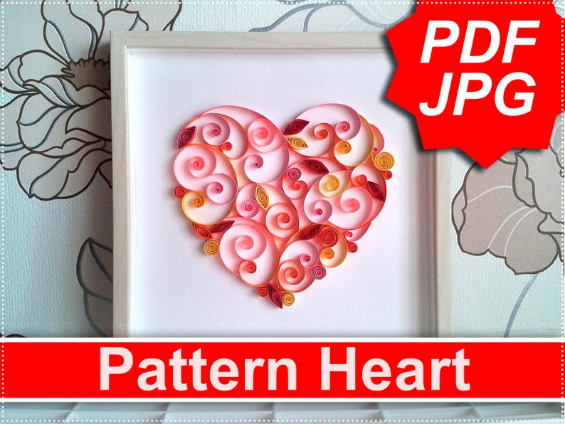Quilling Design Templates a Heart, Paper Quilling Patterns, Quilling  Template Patterns for creating a heart